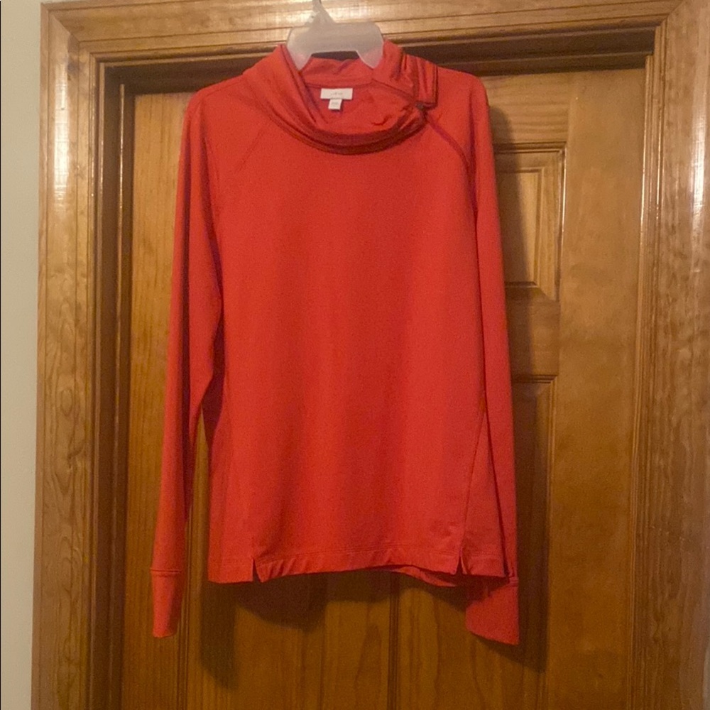 Women's Red Cowl Neck athletic shirt
